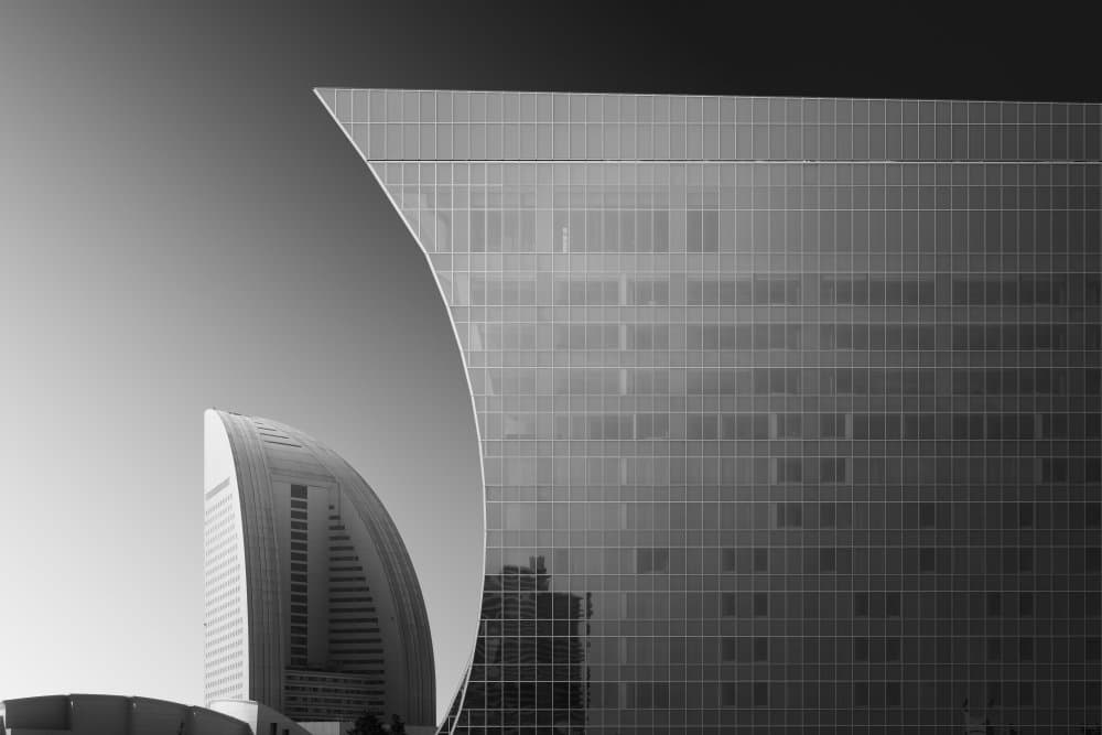 Curved Glass Buildings by Akira TAKAUE — canvas wall art