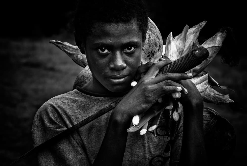 Dramatic Boy with Corn by Joxe Inazio Kuesta Garmendia — canvas wall art