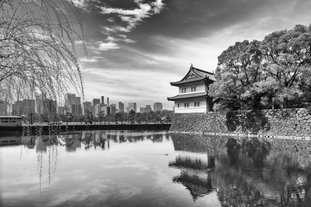 Tokyo Castle Skyline by Melanie Viola — canvas wall art