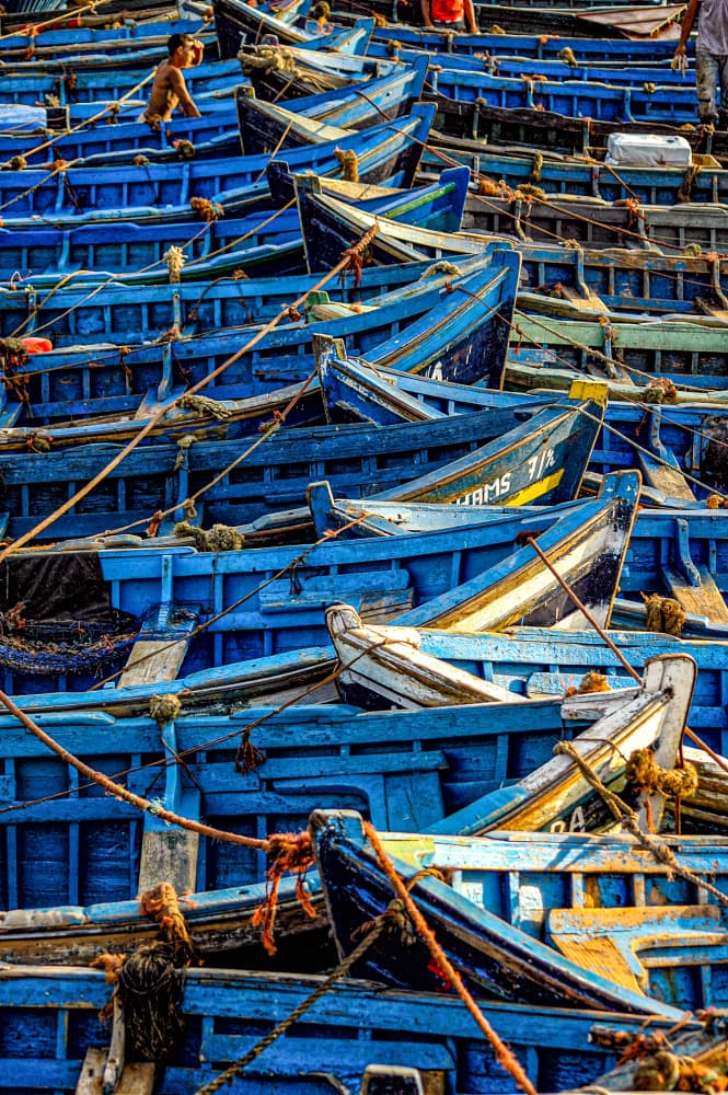 Moroccan Blue Boats by Raffaele Maglione — canvas wall art