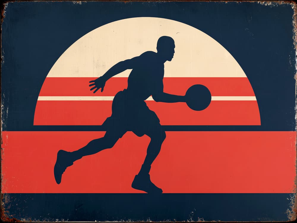 Retro Hoops Sunset by Pictufy Studio IV — canvas wall art