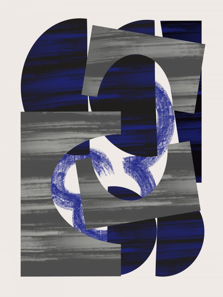 Dynamic Blue Shapes by Little Dean — canvas wall art
