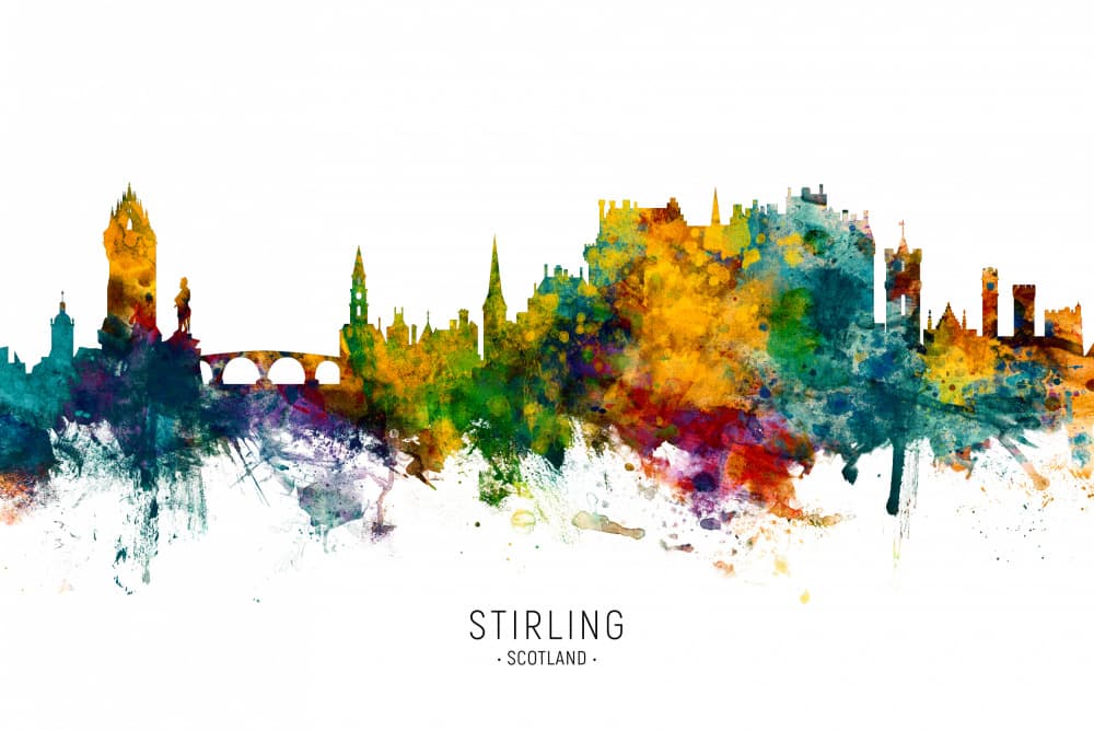 Colorful Stirling Skyline by Michael Tompsett — canvas wall art