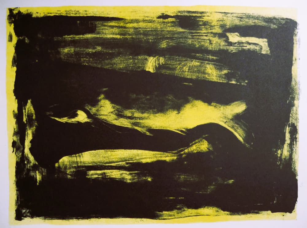 Bold Yellow Dark Abstract by Doris Schmitz — canvas wall art