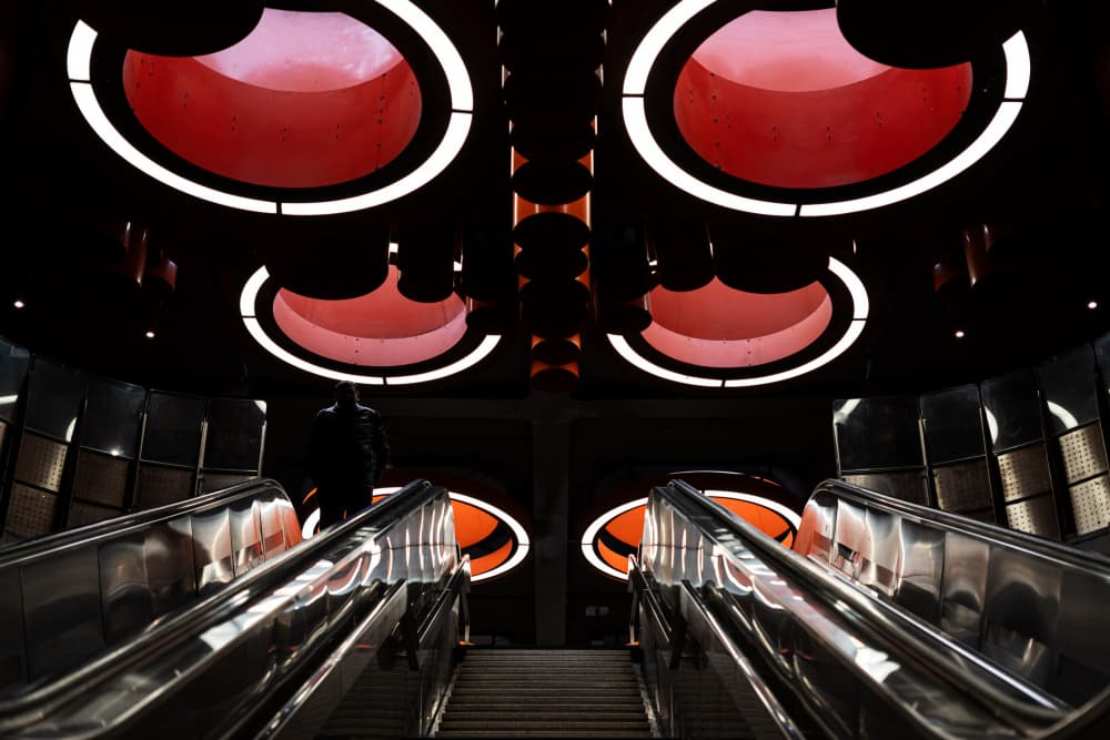 Futuristic Metro Escalator by Olga Varlakova — canvas wall art