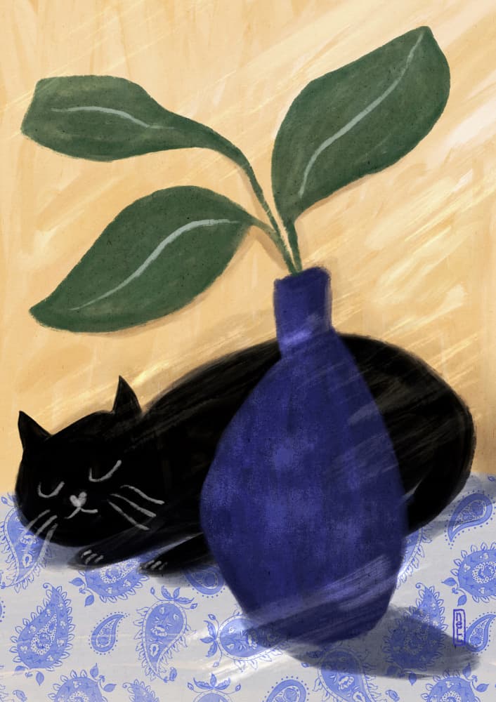 Sleeping Black Cat by Dirkie Nell — canvas wall art