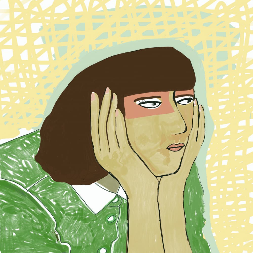 Pensive Woman Portrait by Sharyn Bursic — canvas wall art