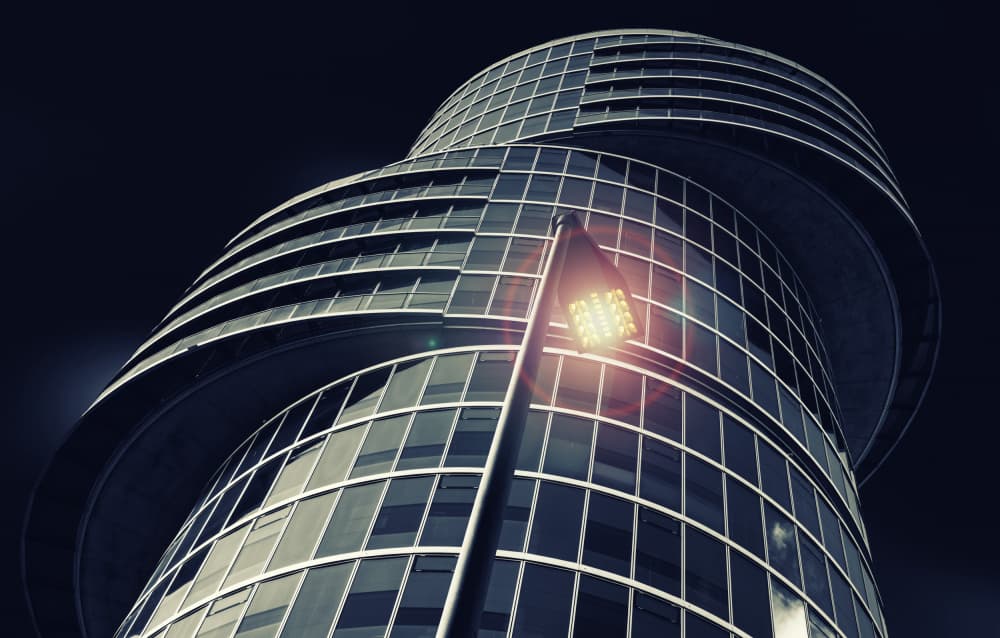 Twisted Skyscraper Glow by Erhard Batzdorf — canvas wall art