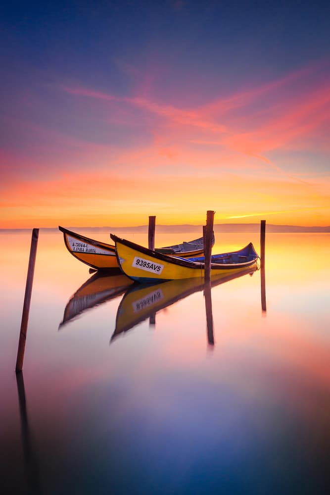 Tranquil Boats Reflection by Alejandro Garcia — canvas wall art