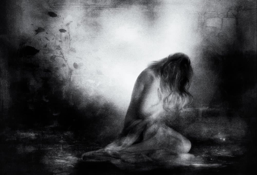 Melancholy Woman Kneeling by Charlaine Gerber — canvas wall art