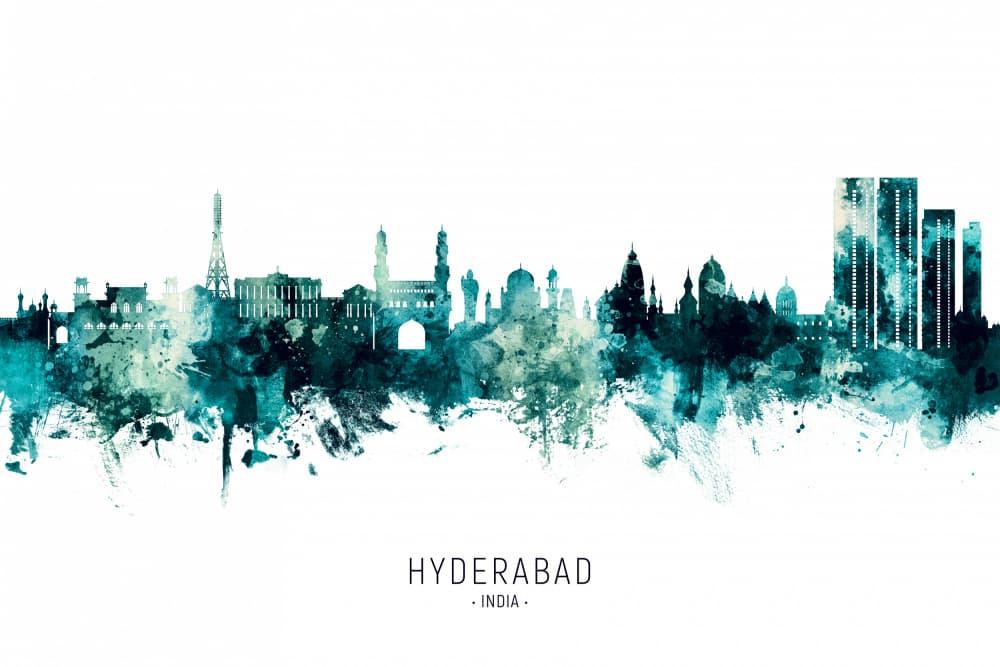 Vibrant Hyderabad Skyline by Michael Tompsett — canvas wall art