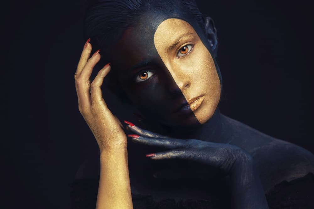 Golden Shadow Portrait by Mihai Bogdan R — canvas wall art