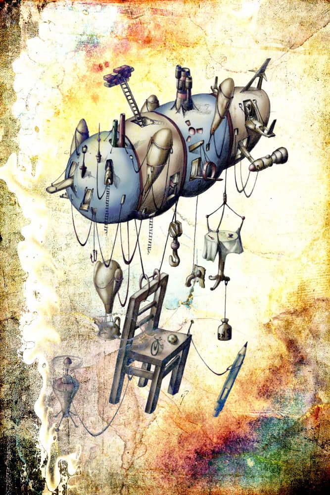 Whimsical Flying Machine by Rafal Kulik — canvas wall art