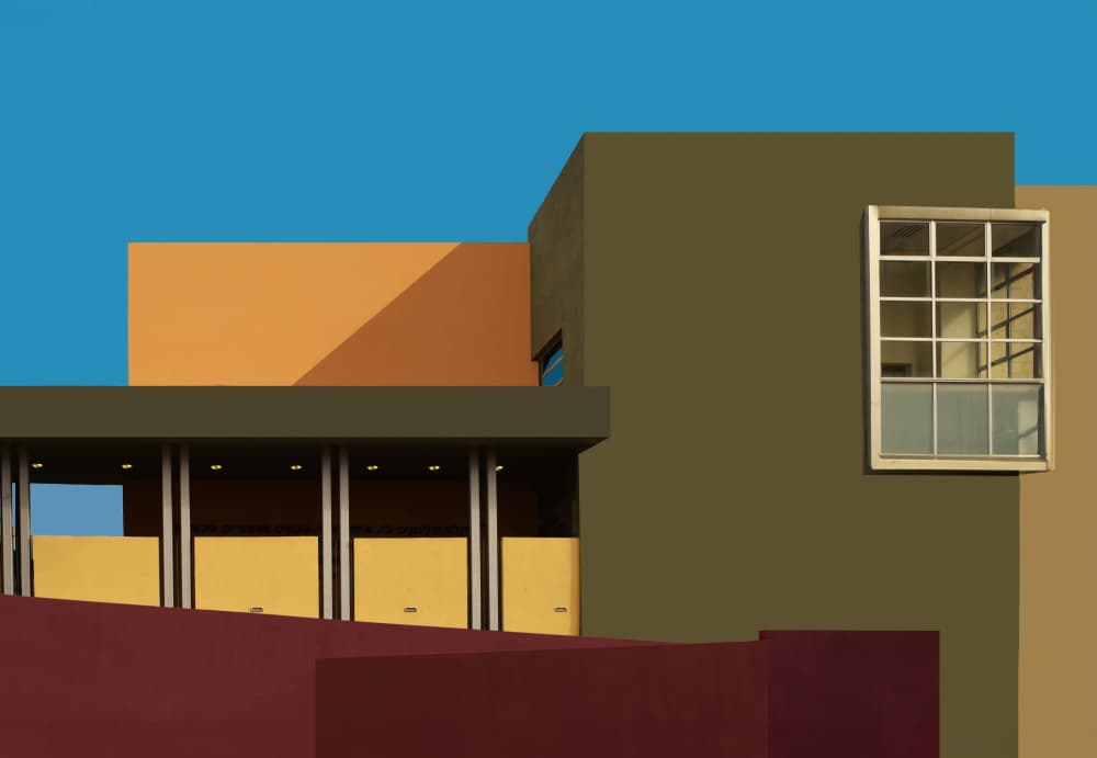 Color Block Building by Arnon Orbach — canvas wall art
