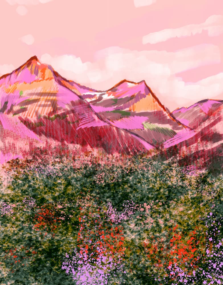 Vibrant Pink Mountains by Alyssa Hamilton — canvas wall art