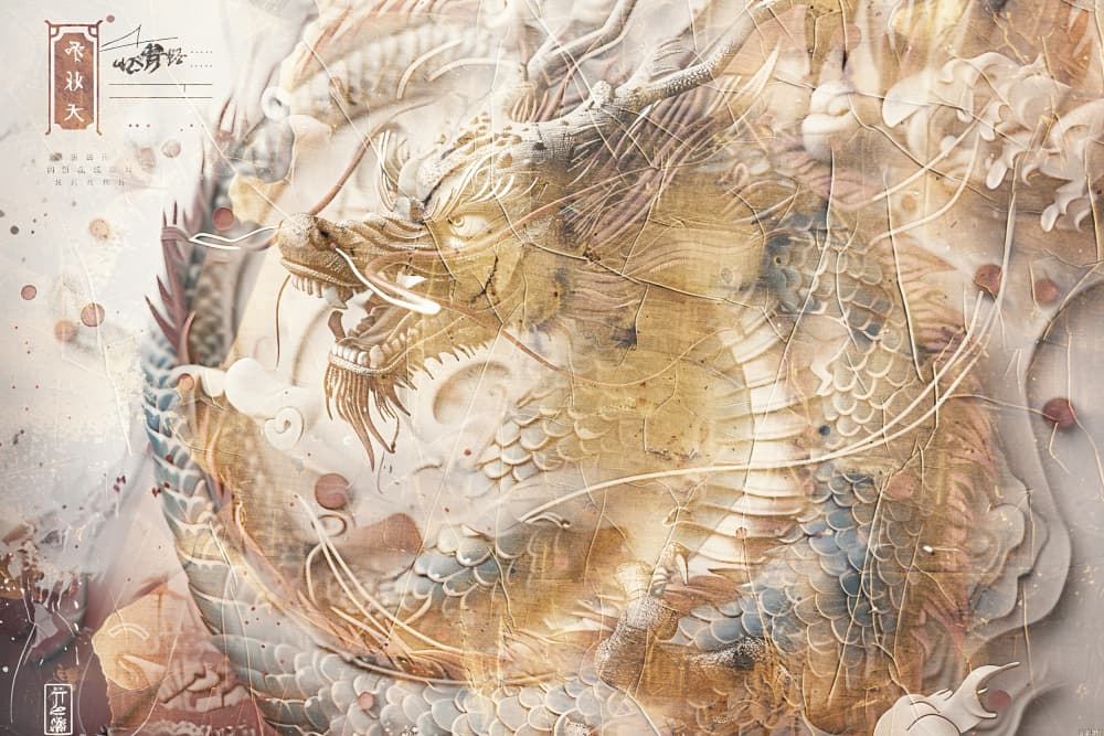 Golden Chinese Dragon by Rafal Kulik — canvas wall art