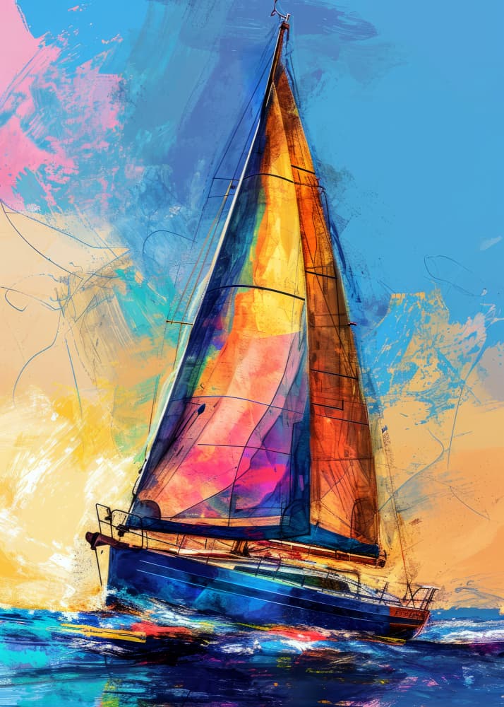 Vibrant Sailing Adventure by Justyna Jaszke — canvas wall art