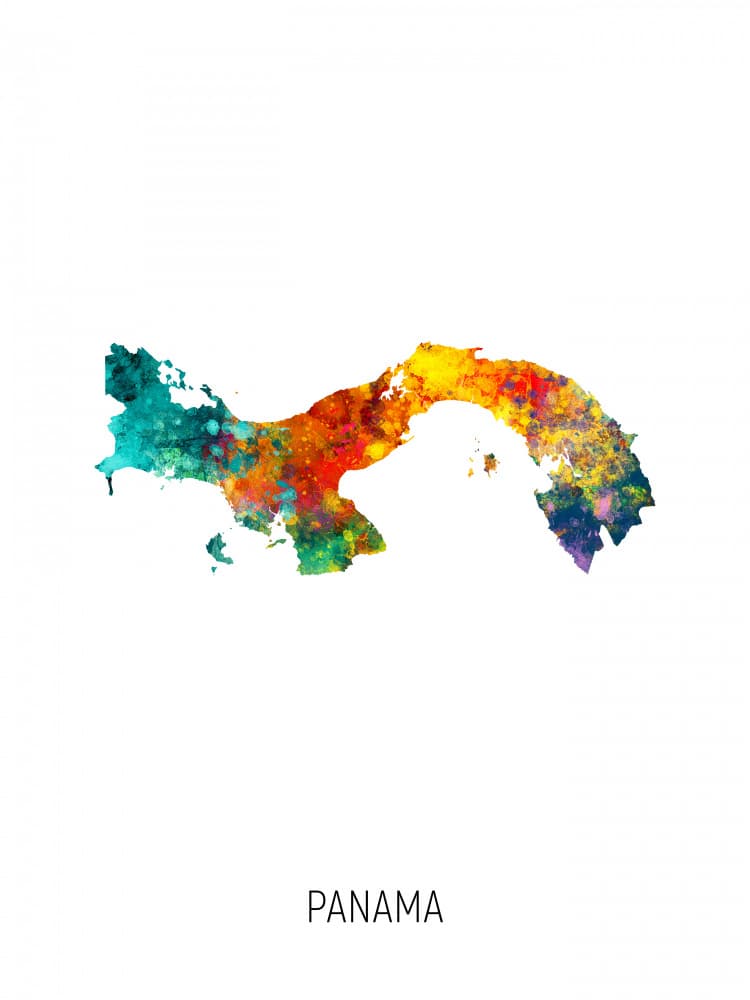 Vibrant Panama Map by Michael Tompsett — canvas wall art