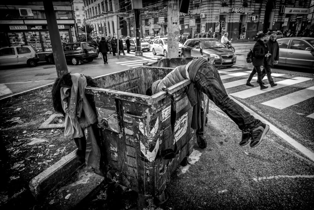 Urban Dumpster Search by Giuseppe Grimaldi — canvas wall art