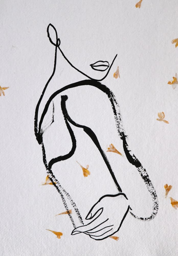 Elegant Woman and Petals by Santhosh ch — canvas wall art