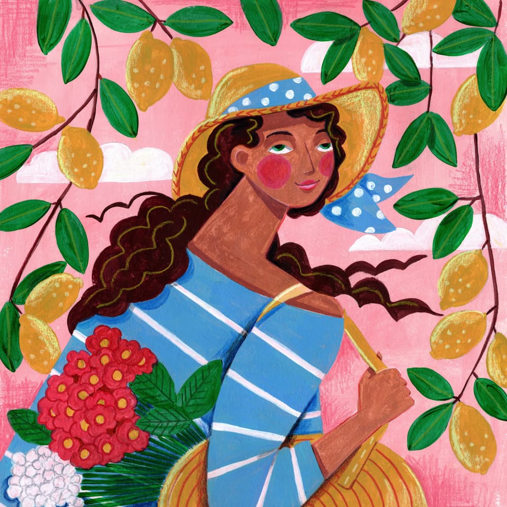 Portrait woman in Amalfi coast Italy by Caroline Bonne Müller — canvas wall art