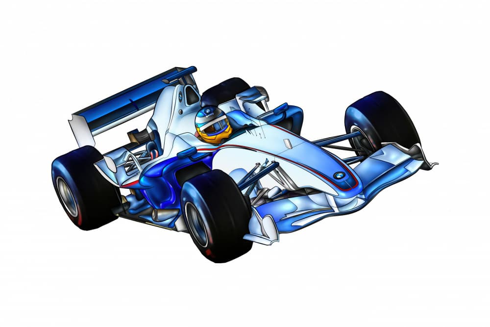 Sleek Blue Race Car by Rafal Kulik — canvas wall art