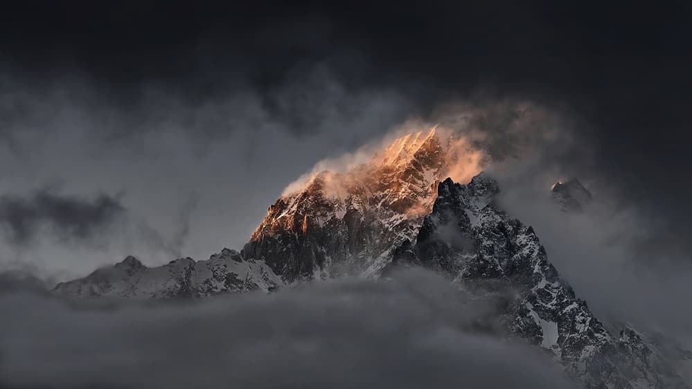 Golden Mountain Peaks by Claudio Moretti — canvas wall art
