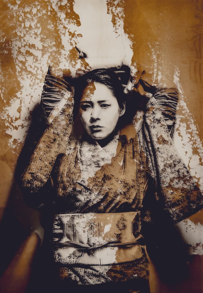 Distressed Kimono Portrait by Kurosaki Sangan — canvas wall art