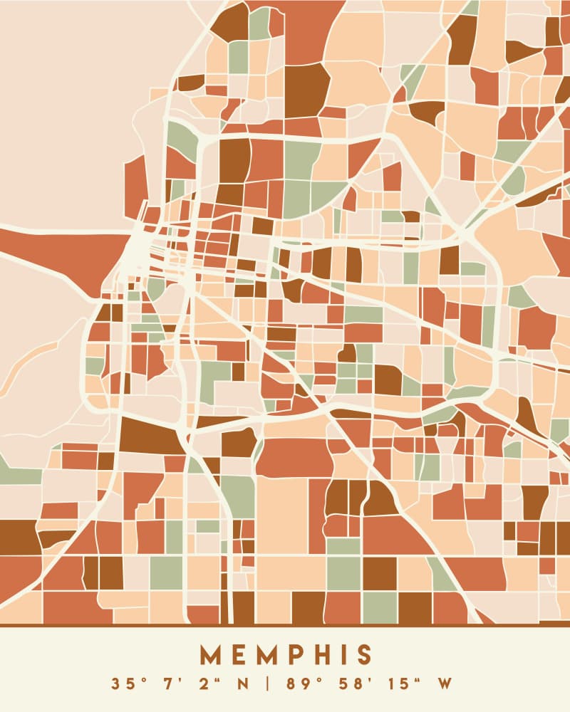 Memphis City Map by Emiliano Deificus — canvas wall art
