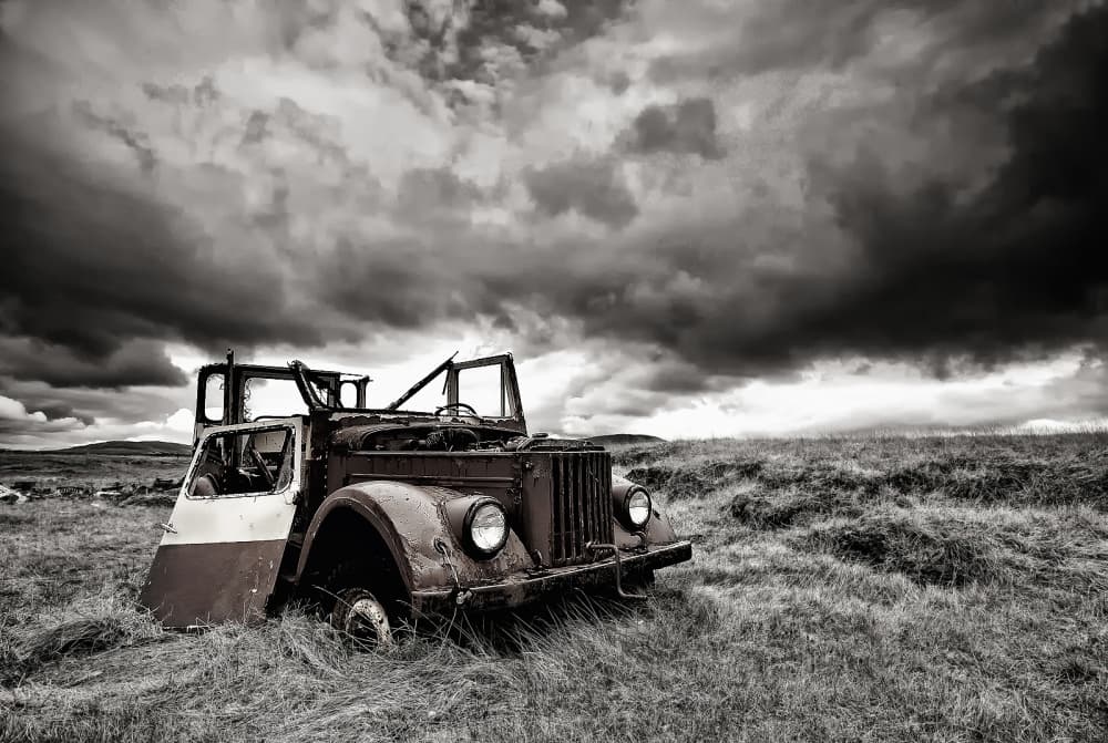 Stormy Abandoned Car by Þorsteinn H. Ingibergsson — canvas wall art