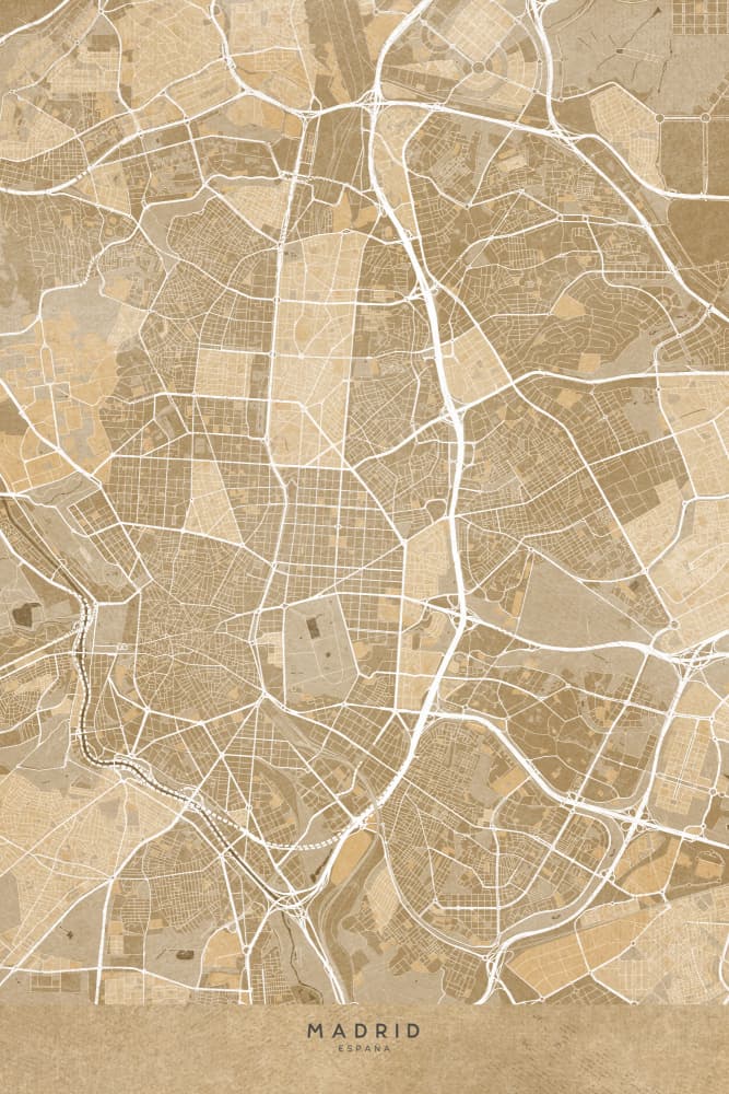 Madrid City Map by Rosana Laiz Blursbyai — canvas wall art