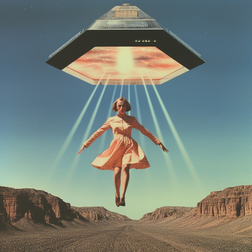 Desert UFO Abduction by Samantha Hearn — canvas wall art