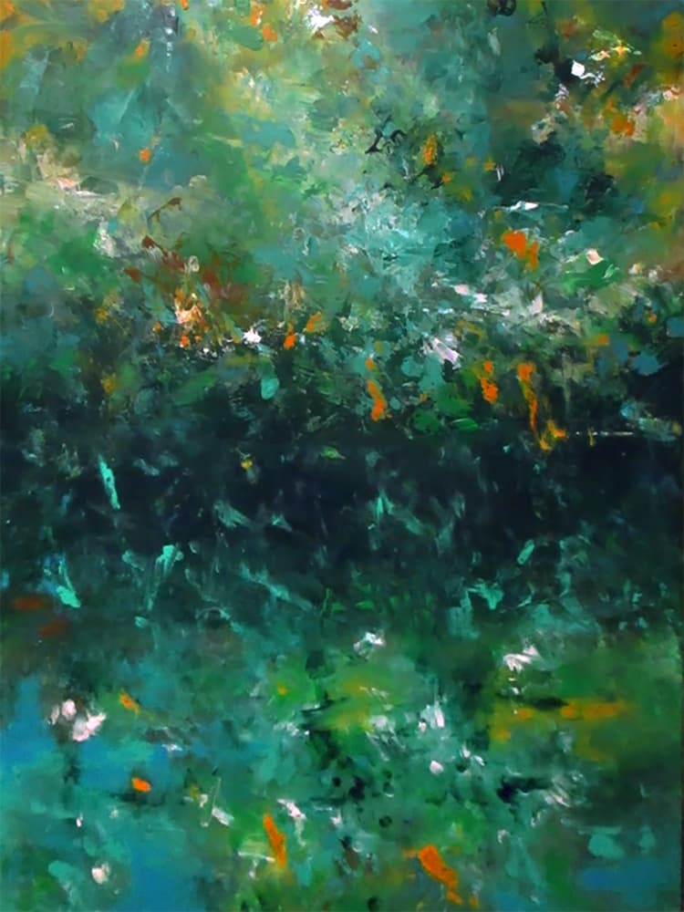 Abstract Emerald Flow by Ron Halfant — canvas wall art