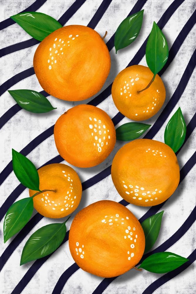 Fresh Striped Oranges by EMELIEmaria — canvas wall art