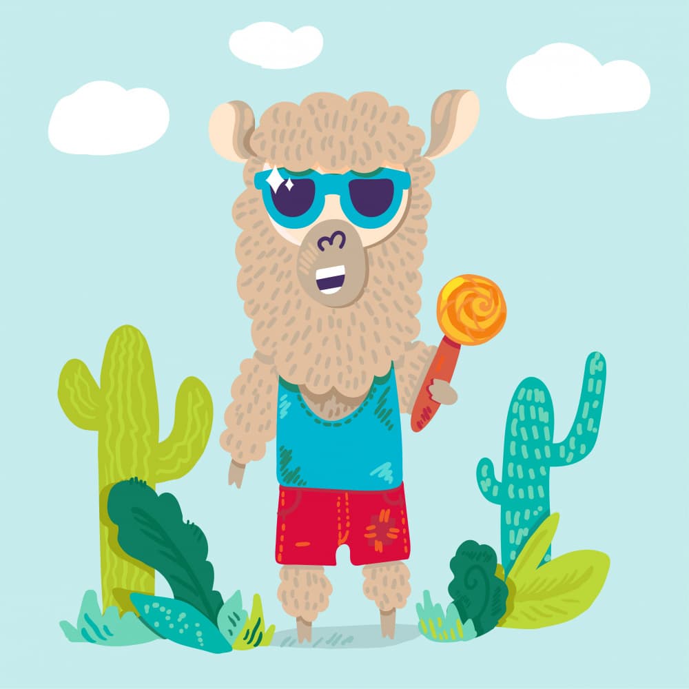 Cool Llama Summer by Marika Barsrsind — canvas wall art
