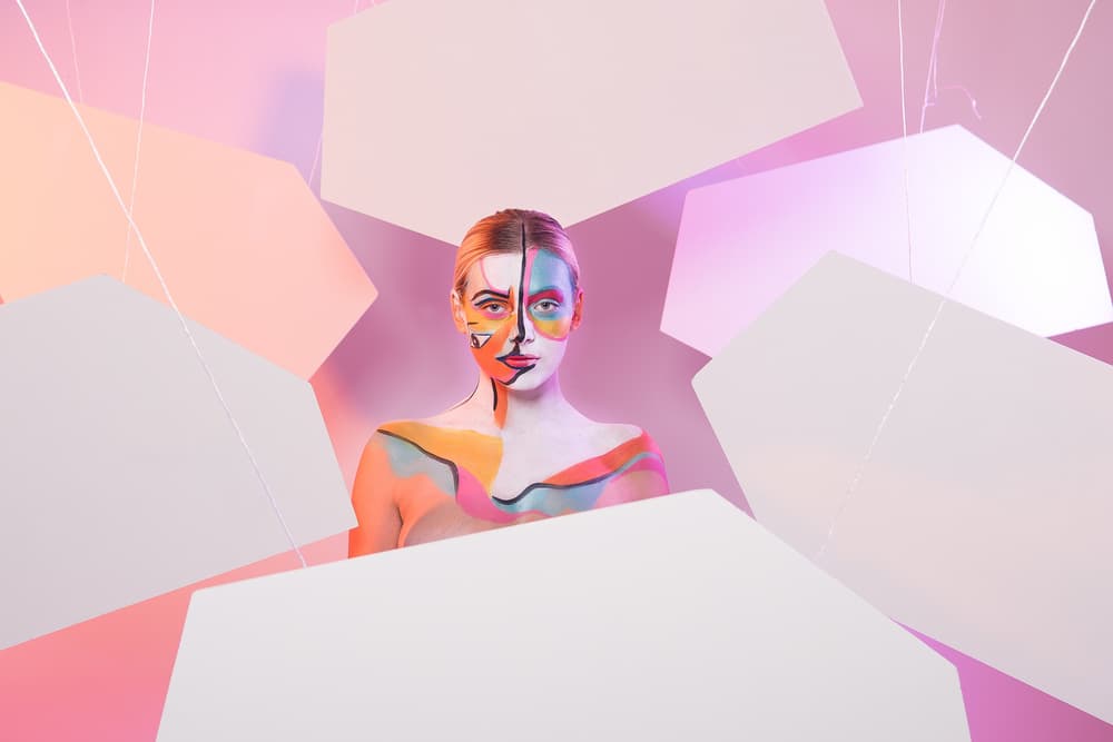 Vibrant Abstract Woman by Denisa Justusová Šumcová — canvas wall art