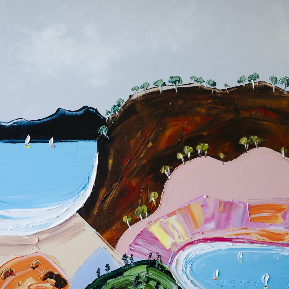 Colorful Coastal Bay by Angela Hawkey — canvas wall art