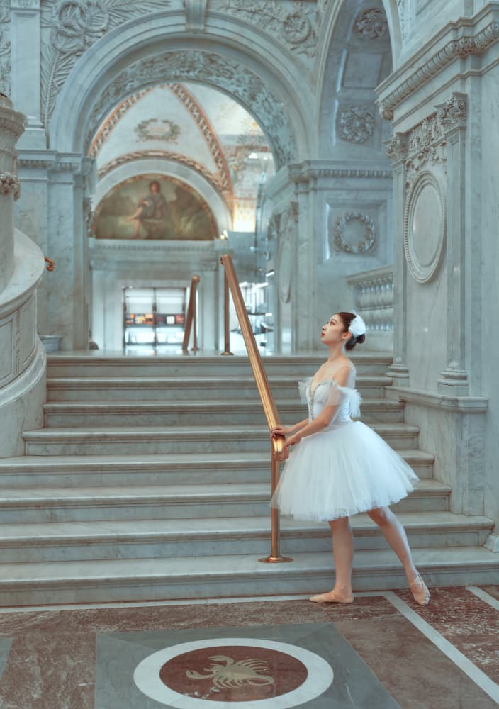 Ballerina Grand Staircase by Catherine Wang — canvas wall art