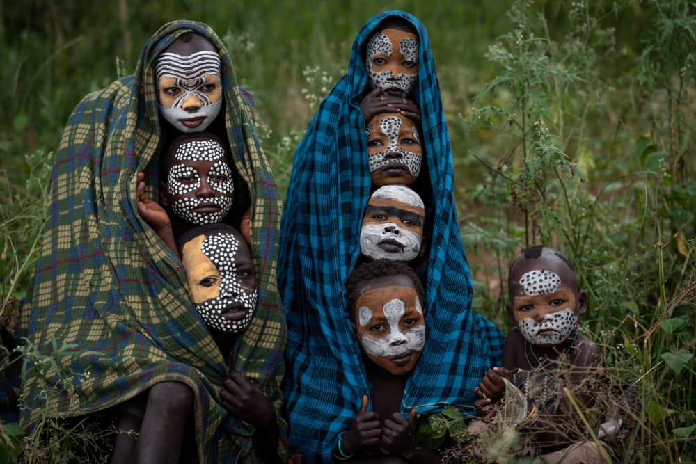 African Painted Children by HuongHoang — canvas wall art