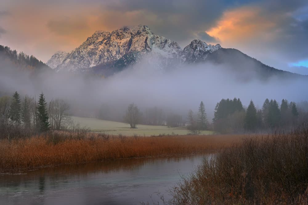 Misty Mountain River by Drago Vogrinec — canvas wall art