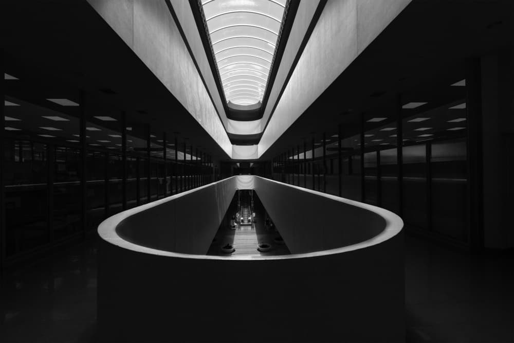 Skylit Atrium Architecture by Jinghua Li — canvas wall art
