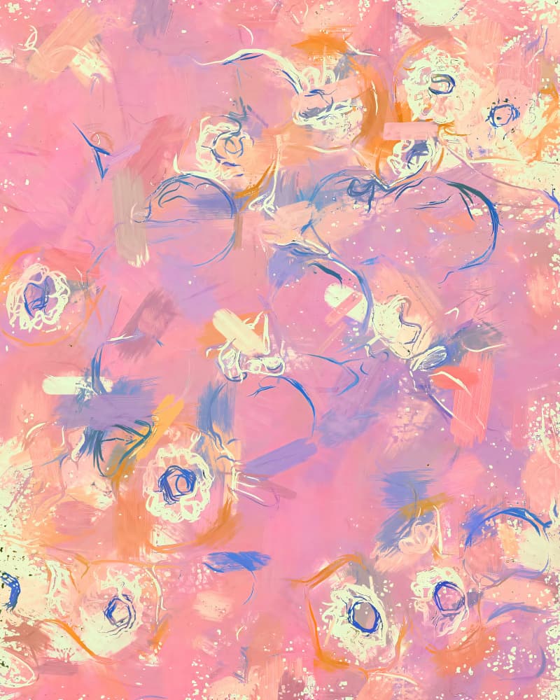 Pink Abstract Blooms by Uma Gokhale — canvas wall art