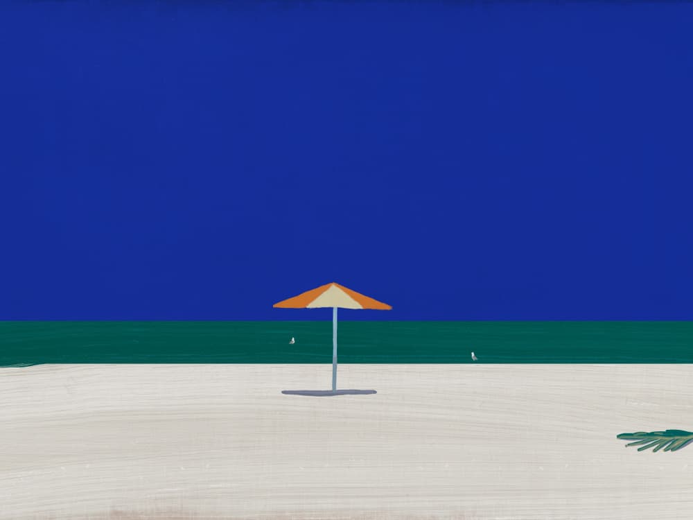Serene Beach Umbrella by Little Dean — canvas wall art