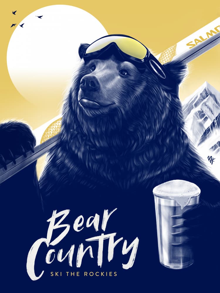 Après Ski Bear by Mark Harrison — canvas wall art