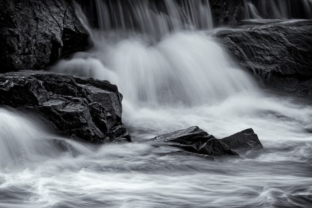 Monochrome Waterfall Flow by Lucie Gagnon — canvas wall art