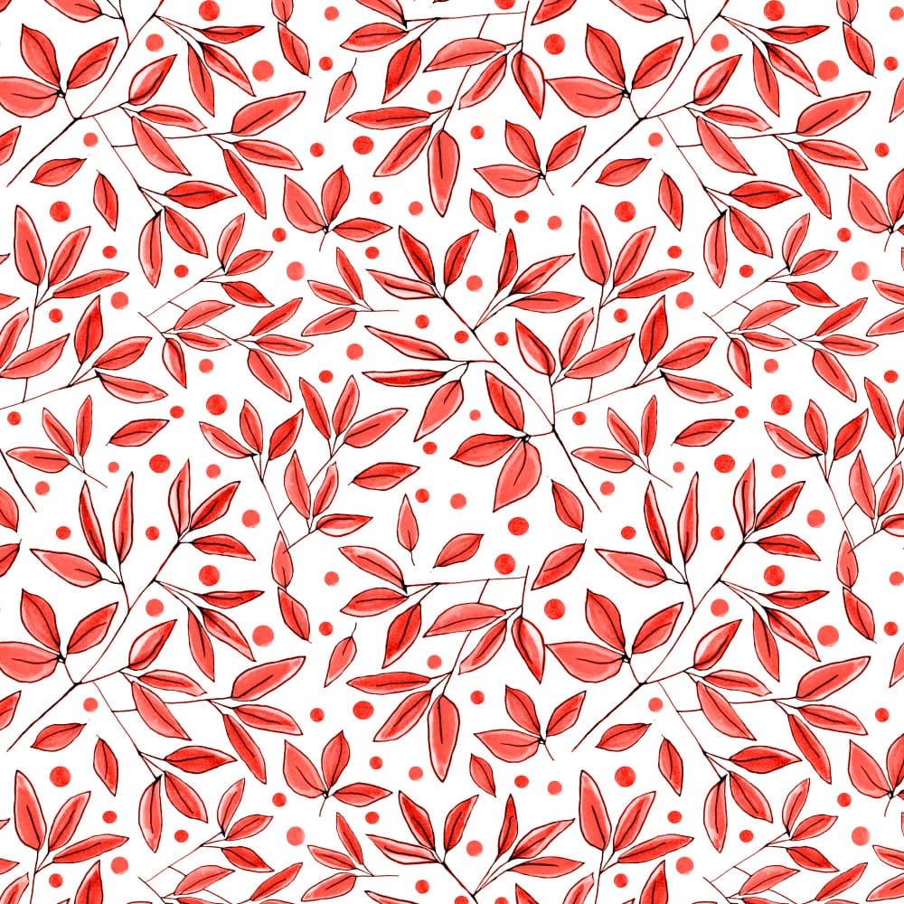 Red Botanical Leaf Pattern by Michele Channell — canvas wall art