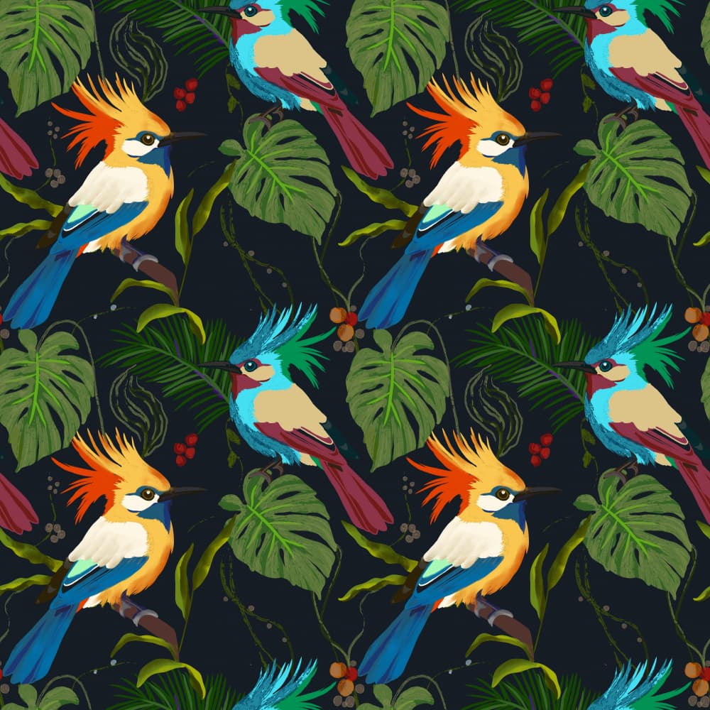 Vibrant Jungle Birds Pattern