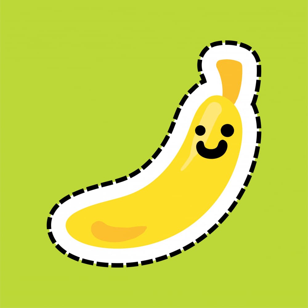 Happy Banana Sticker by Marika Barsrsind — canvas wall art