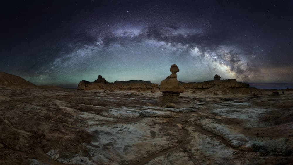 Milky Way Over Desert Rocks by Ricardo Gayan — canvas wall art