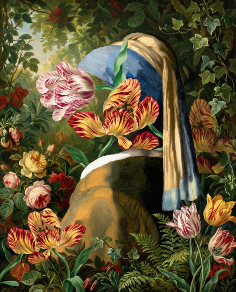 Mysterious Floral Portrait by Marja van den Hurk — canvas wall art